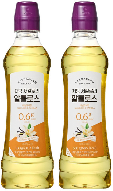 Baedaegam 低糖低卡路里阿洛酮糖香草糖漿, 530g, 2個