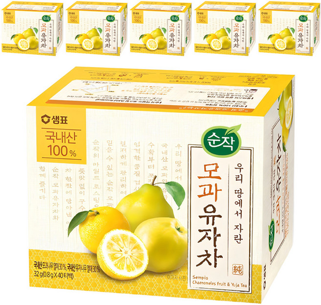 순작 모과 유자차 티백, 800mg, 40개입, 6개