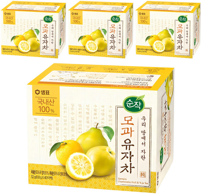 순작 모과 유자차 티백, 800mg, 40개입, 4개