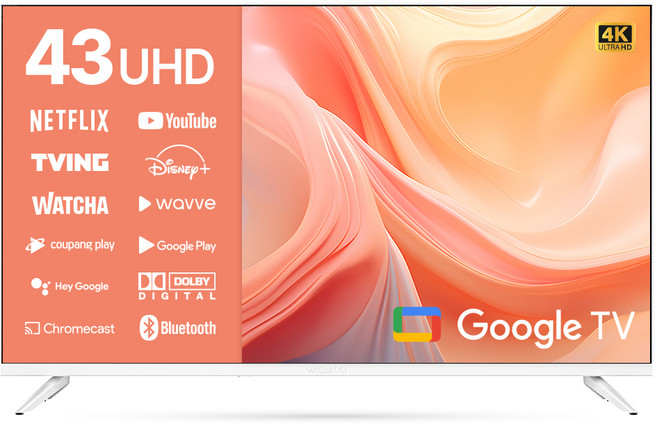 와이드뷰 4K UHD 구글 스마트 TV, 109cm(43인치), GTWV430UHD, 스탠드형, 고객직접설치