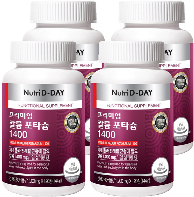 뉴트리디데이 프리미엄 칼륨 포타슘 1400, 120정, 4개