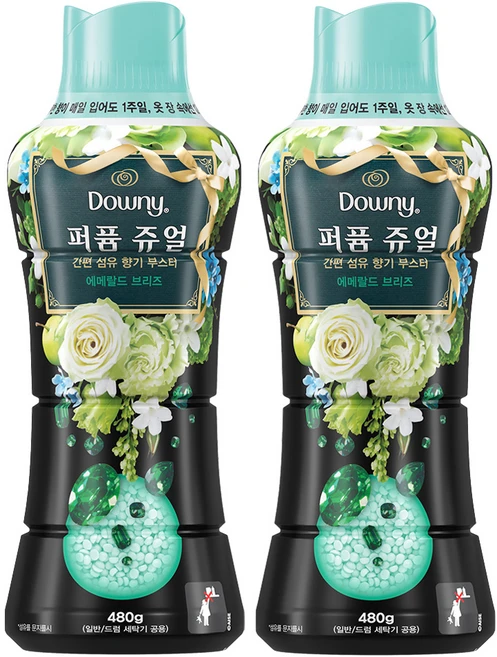다우니 퍼퓸 쥬얼 에메랄드 브리즈 향기부스터, 480g, 2개 - 쿠팡
