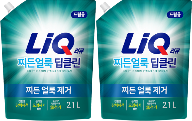 리큐 찌든 얼룩 딥클린 드럼용 액상세제, 2개, 2.1L