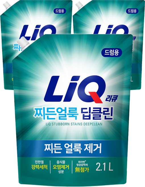 리큐 찌든 얼룩 딥클린 드럼용 액상세제, 3개, 2.1L