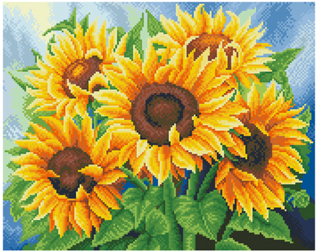 디클레어 액자 캔버스형 보석십자수 DIY 키트 40 x 50 cm, 만개한 해바라기, 1세트