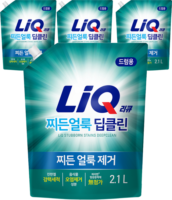 리큐 찌든 얼룩 딥클린 드럼용 액상세제, 4개, 2.1L
