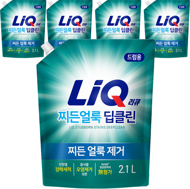 리큐 찌든 얼룩 딥클린 드럼용 액상세제, 5개, 2.1L