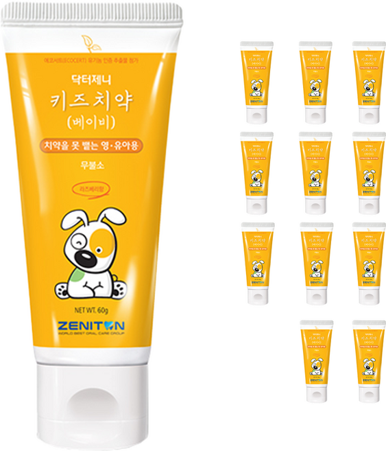 제니튼 닥터제니 키즈 치약 베이비, 60g, 12개