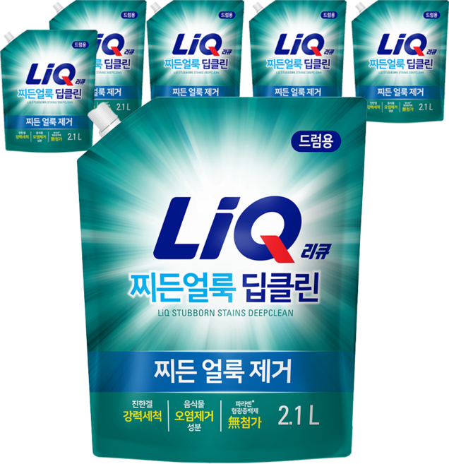 리큐 찌든 얼룩 딥클린 드럼용 액상세제, 6개, 2.1L