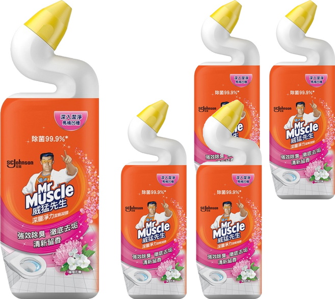 Mr Muscle 威猛先生 深層淨力潔廁凝膠 璀璨花舞, 750ml, 5瓶