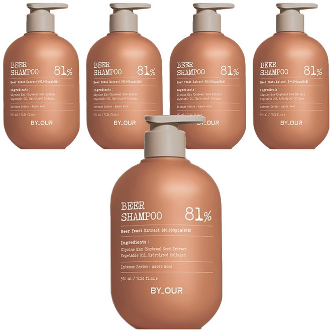 바이아우어 블랙비어81 탈모 샴푸 앰버 우드, 510ml, 5개