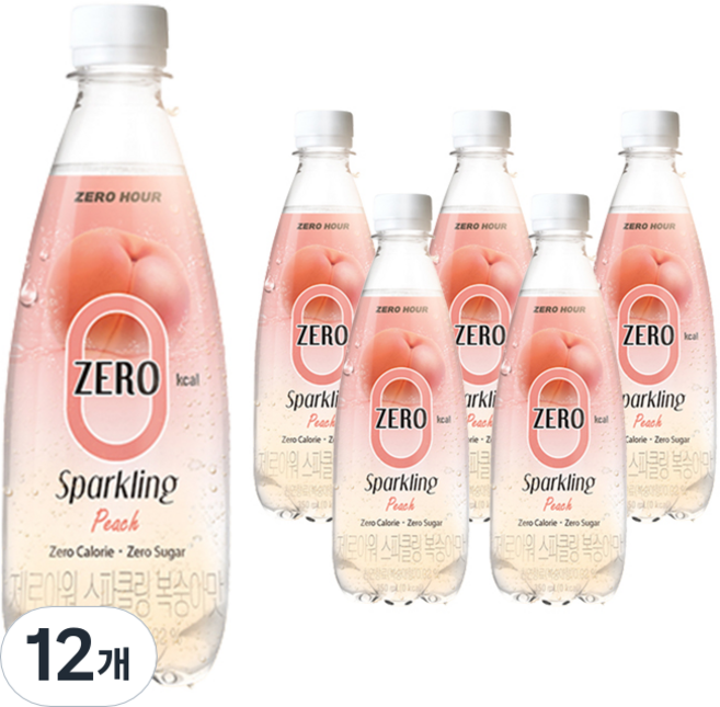제로아워 0kcal 스파클링 복숭아맛 탄산음료, 350ml, 12세트