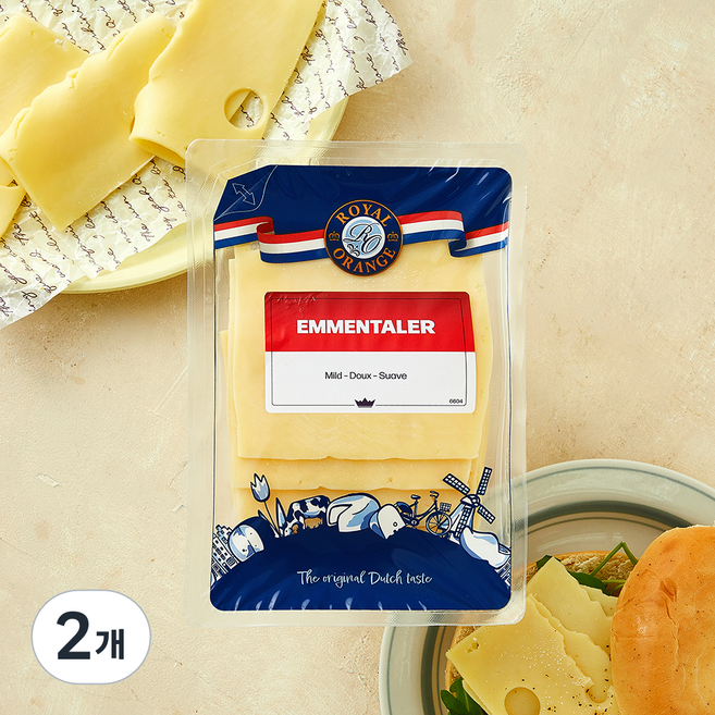 로얄오렌지 에멘탈 치즈 슬라이스, 150g, 2개, 1개입