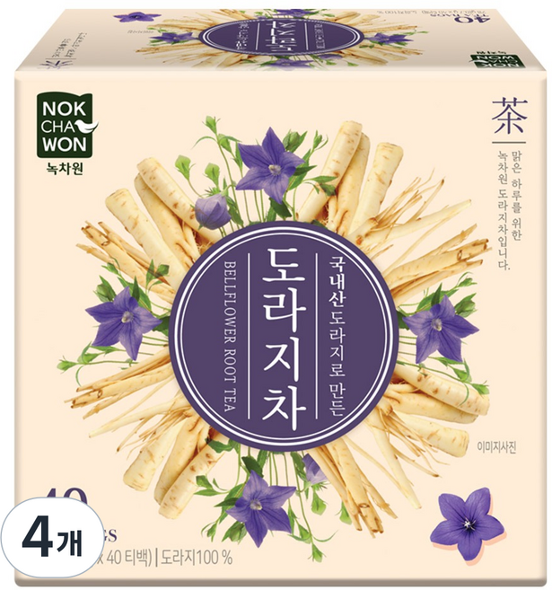 녹차원 국내산 도라지차, 700mg, 40개입, 4개
