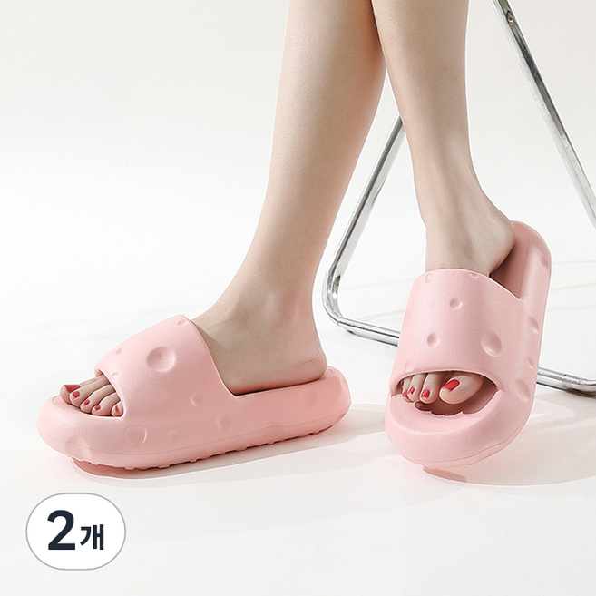 에버하우스 치즈 미끄럼 방지 슬리퍼, 치즈핑크, 2개