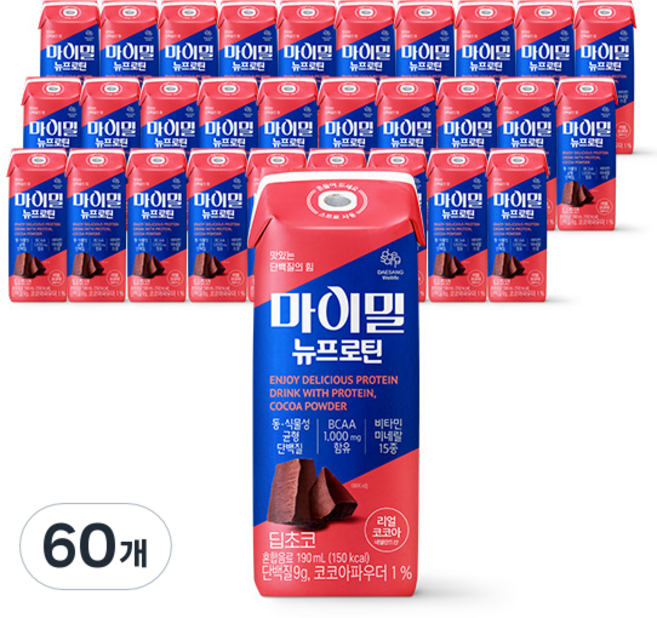 마이밀 정품 뉴프로틴 딥초코, 190ml, 60개
