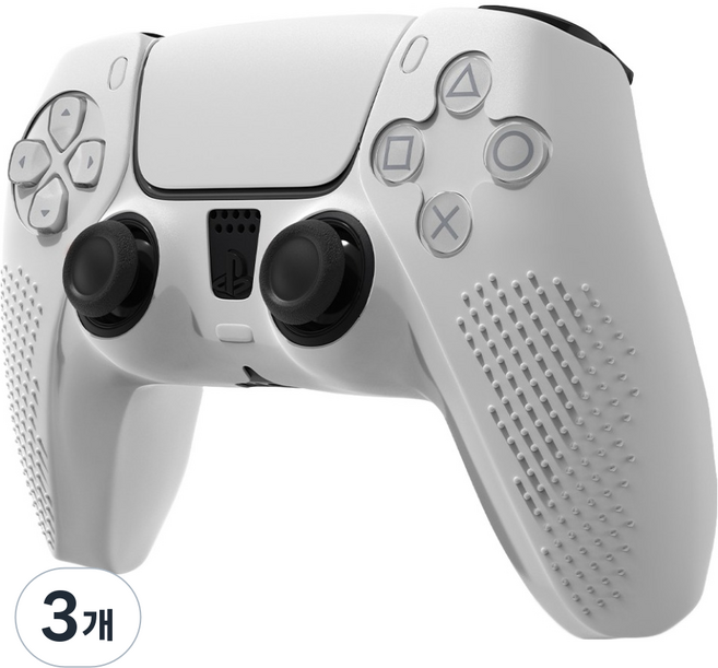 스페이스쉴드 소니 플레이스테이션 PS5 듀얼센스 호환 엠보 그립 미끄럼방지 논슬립 실리콘 커버 케이스, 화이트, 3개