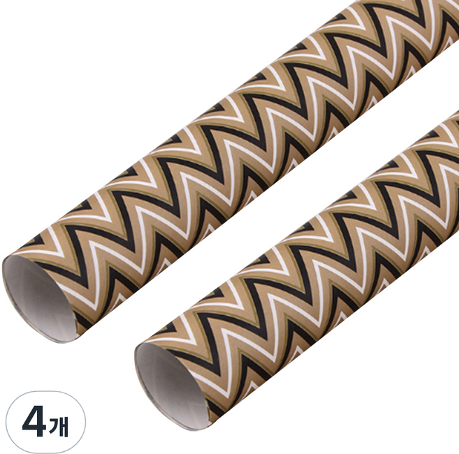 알로데 브라운 패턴 포장지 50 x 70 cm, NO.07 웨이브, 4개