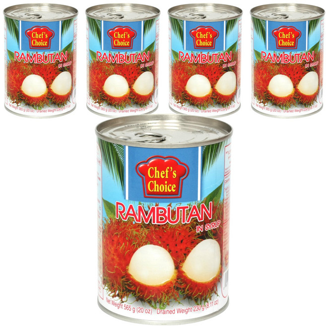 쉐프의초이스푸드 람부탄 과일 통조림, 565g, 5개