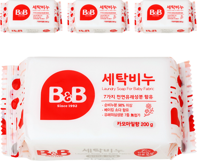 비앤비 유아 세탁비누 카모마일, 200g, 4개