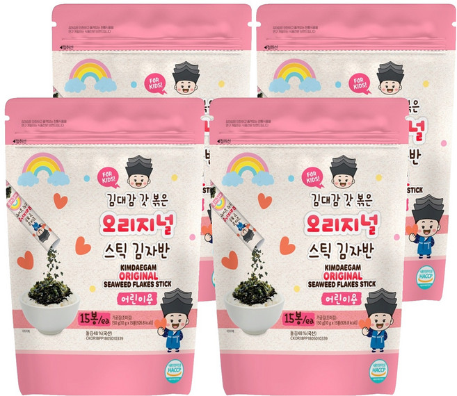 KIMDAEGAM 兒童海苔酥 原味, 150g, 4袋