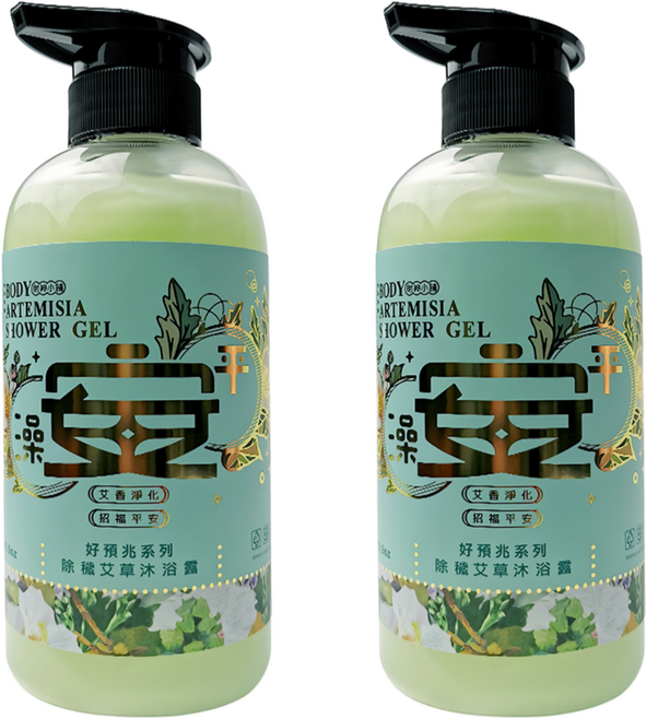 財神小舖 澡平安 除穢艾草沐浴露, 500ml, 2瓶