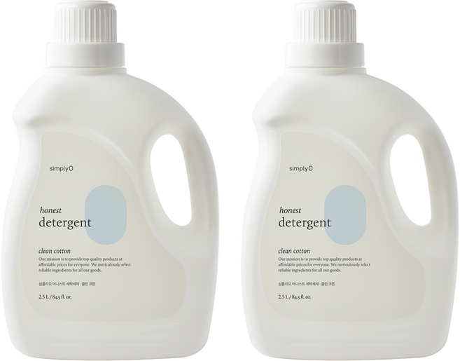 심플리오 어니스트 클린 코튼 세탁세제, 2.5L, 2개