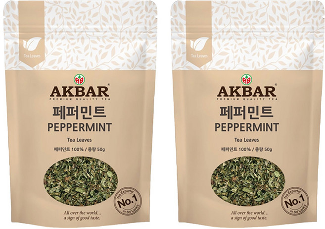 아크바 페퍼민트 허브티 잎차, 50g, 1개입, 2개