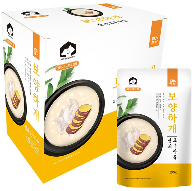 펫러닝 생후 3개월 이후 반려동물 보양하개 죽 10p, 닭+고구마, 1kg, 1세트