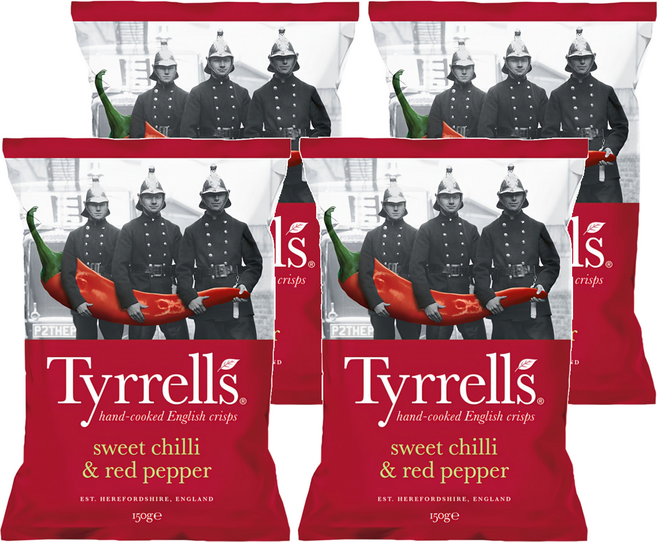 Tyrrells 泰勒思 洋芋片 甜椒及紅辣椒, 150g, 4包