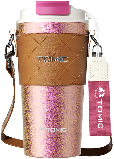 半島良品 特美刻 純鈦保溫杯直飲杯 附掛繩 +背帶, 虹韻紫, 1個, 520ml