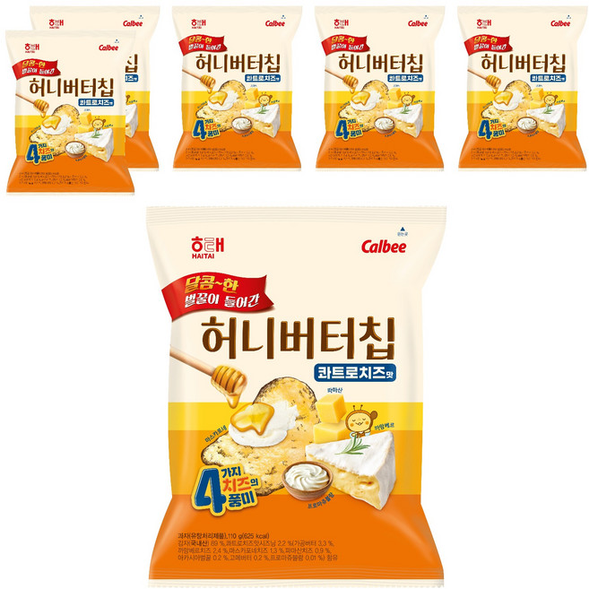 해태제과 허니버터 칩 콰트로치즈맛, 6개, 110g