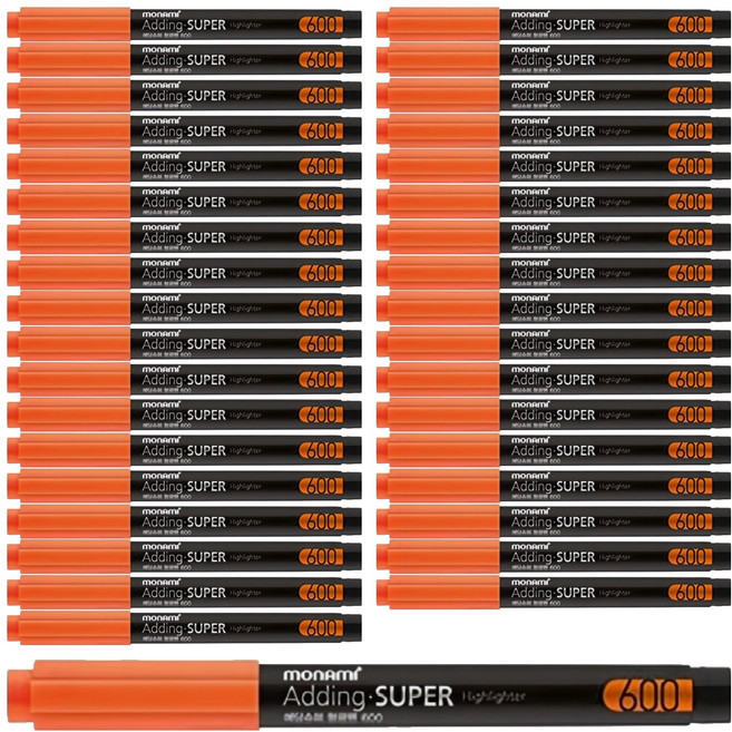 모나미 에딩슈퍼 형광펜 600, 오렌지, 36개입