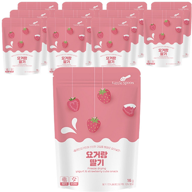리틀스푼 요거트 큐브스낵, 요거랑 딸기, 16g, 12개