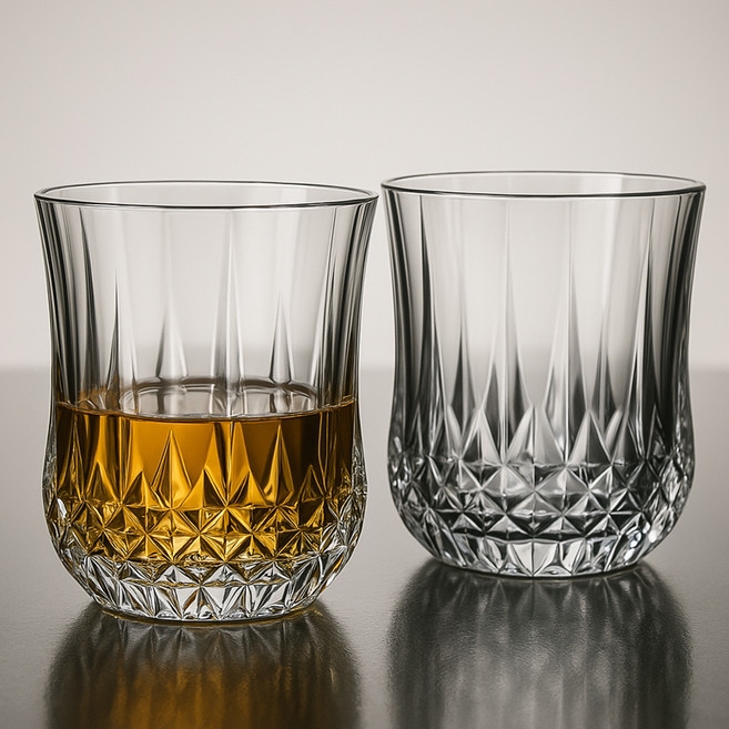 앞날창창 언더락 위스키 크리스탈 패턴 글라스 잔 라운드, 2개