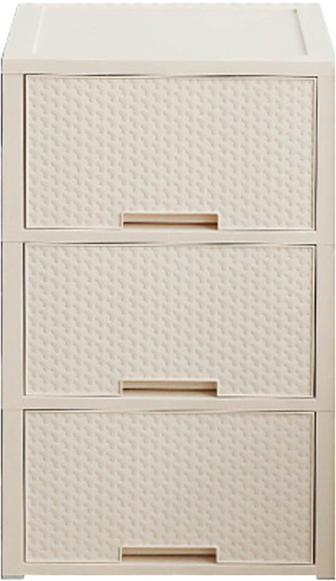 comet 藤編造型抽屜櫃, 3層, 象牙白色