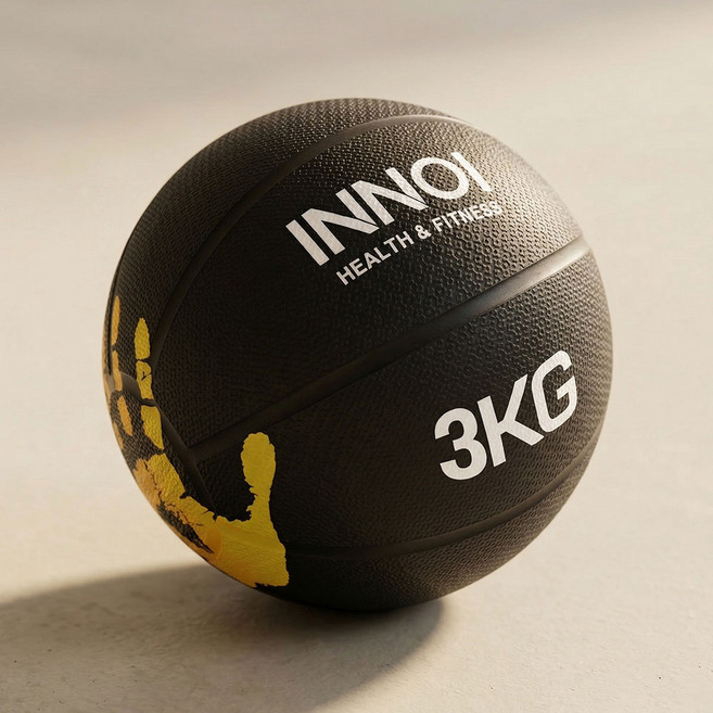 이노이 메디신볼 미끄럼방지 헬스 웨이트볼, 블랙, 3kg, 1개