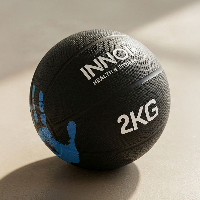 이노이 메디신볼 미끄럼방지 헬스 웨이트볼, 블랙, 2kg, 1개