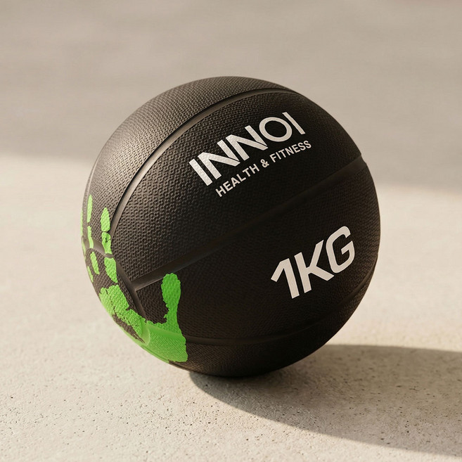 이노이 메디신볼 미끄럼방지 헬스 웨이트볼, 블랙, 1kg, 1개