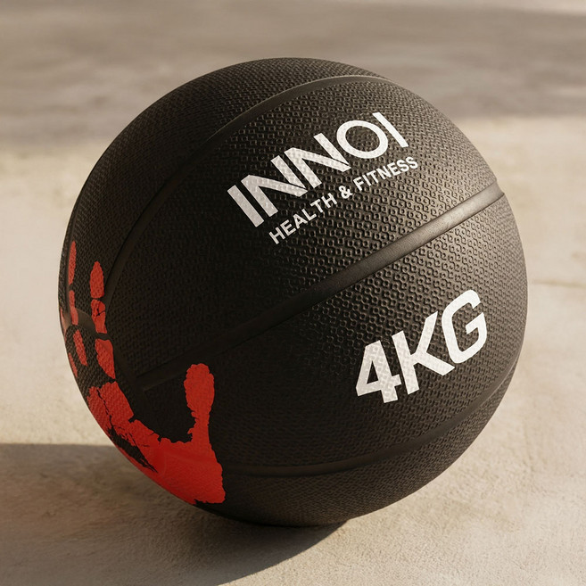 이노이 메디신볼 미끄럼방지 헬스 웨이트볼, 블랙, 4kg, 1개