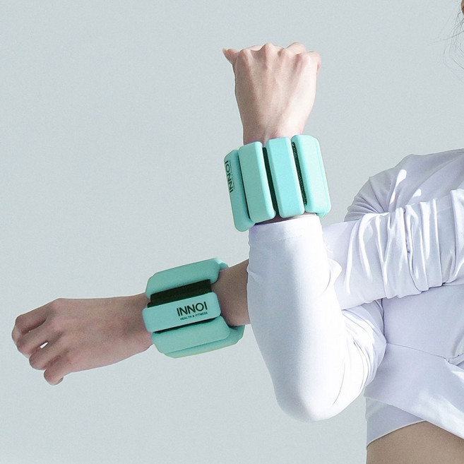 이노이 중량밴드 손목 발목아령 실리콘 모래주머니 2p 세트, 민트, 1.8kg