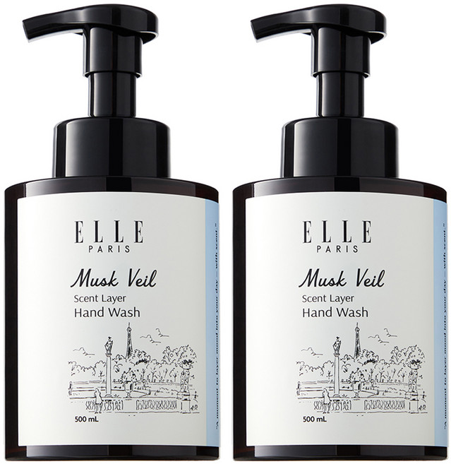 엘르 퍼퓸 버블 핸드워시 화이트머스크, 2개, 500ml