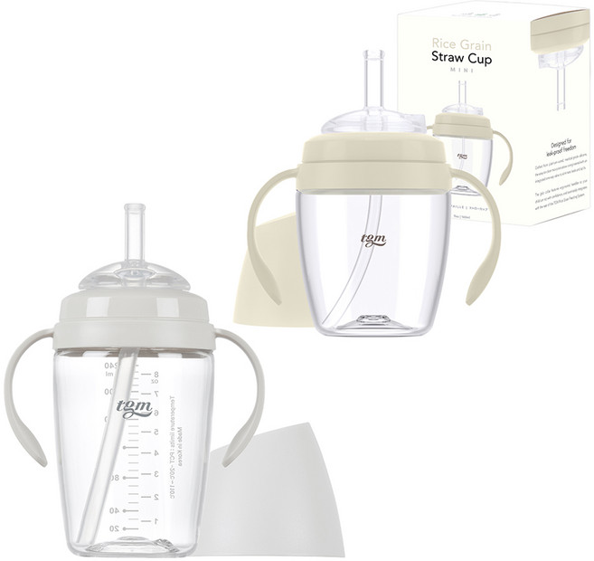 티지엠 트라이탄 쌀알 빨대컵 240ml + 빨대컵 mini 160ml + 빨대 세척솔 1p, 1세트, 트라이탄 빨대컵(퓨어화이트) + 빨대컵 mini(라이스베이지)
