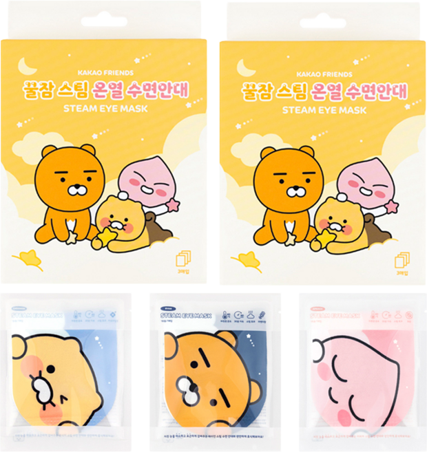 카카오프렌즈 꿀잠 스팀 온열 수면안대 3종, 2세트, 3개입