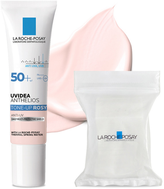 라로슈포제 유비데아 안뗄리오스 톤업 로지 선크림 SPF50+ PA++++ 화장솜 30매, 30ml, 1개