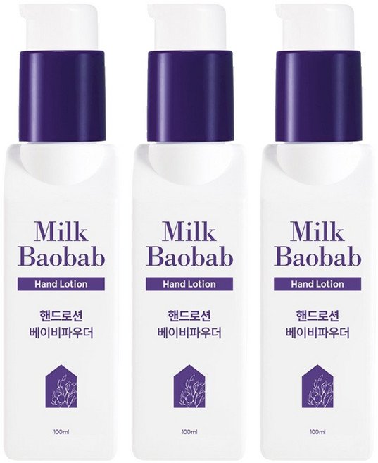 밀크바오밥 핸드로션 베이비파우더향, 100ml, 3개
