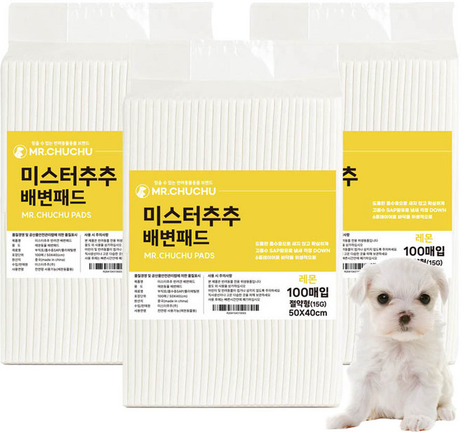 미스터추추 반려견 배변패드 레몬향, 100개입, 3개