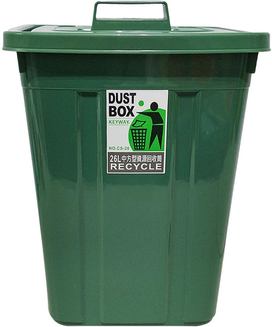 KEYWAY 聯府 中方型資源回收桶 26L, 綠色