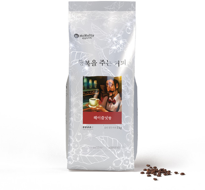 맥널티커피 행복을 주는 커피 헤이즐넛향 원두, 1kg, 1개, 홀빈(분쇄안함)