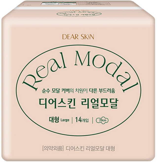 디어스킨 리얼모달 생리대 날개형, 대형, 14개입, 1개